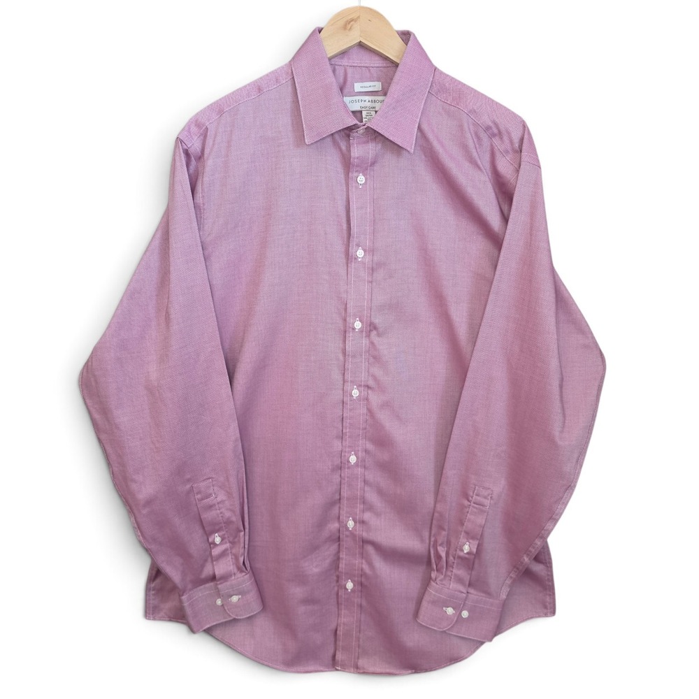 Joseph Abboud Mens 16.5 34/35 Dress Shirt Regular Fit Easy Care Pink Long Sleeve